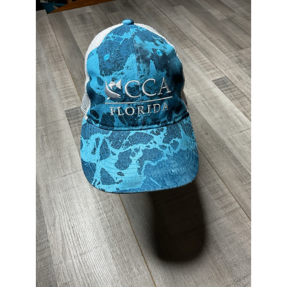 Realtree Fishing CCA Florida Trucker Hat Blue Water Camo White Mesh Snapback Cap